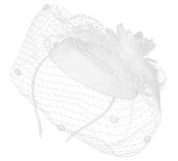 NIYANGLE Elegantes Damen Fascinator Stirnband mit Künstlicher Perle und Feder Atmungsaktives Vintage Netz Haarreif für Hochzeit und Party Komfortabel zu Tragen