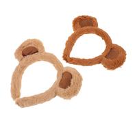 NIYANGLE Flauschiges Bärenohren Haarband aus Stoff Weiches Leichtes Stirnband für Gesichtwaschen und Cosplay 2 Stück Braunbären Design für Damen und Partys