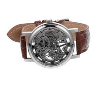 NIYANGLE Mechanische Pu Herrenuhr und Winner mit Rundem Skelettiertem 036 Zifferblatt Langlebigem Edelstahlgehäuse Komfortablem Armband und Modisch für Alltag