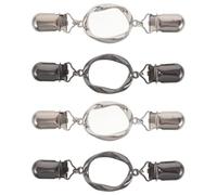 NIYANGLE Retro Pulloverclips für Damen - 4 Stück Vintage Kordelzug Kleiderclips aus Leichtem Metall in Schwarz Silber Schal und Kragenclips für Strickjacken Cardigans Pullover Sichere