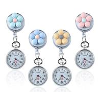 Nizirioo 4 Stück Krankenschwester Uhr: Schwesternuhr mit Clip, Krankenschwester Armbanduhr Einziehbare, Taschenuhr Tragbare Quarzuhr Pflegeuhr für Arzt Pfleger Student Damen Herren Geschenke