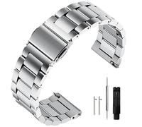 Niziruoup 20 mm Uhrenarmband mit Schnellverschluss Edelstahl Metall Armband Edelstahlarmband Quick Release Smartwatch Ersatzarmbänder für Herren Damen, Edelstahl, Silber