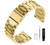 Niziruoup 24 mm Uhrenarmband mit Schnellverschluss Edelstahl Metall Armband Edelstahlarmband Quick Release Smartwatch Ersatzarmbänder für Herren Damen, Edelstahl, Gold
