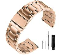 Niziruoup 24 mm Uhrenarmband mit Schnellverschluss Edelstahl Metall Armband Edelstahlarmband Quick Release Smartwatch Ersatzarmbänder für Herren Damen, Edelstahl, Roségold