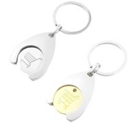 NJCXOLA 2 Stück Einkaufswagenchip Schlüsselanhänger mit Einkaufschip metall,Einkaufswagen-Token,Silber Schlüsselanhänger Einkaufschip,Zinklegierung Einkaufswagenchip Schlüsselanhänger