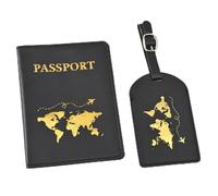 NJCXOLA 2 Stück Reisepasshülle Gepäckanhänger, PU Leder Reisepasshülle, Passport Hülle, Passport Holder mit mehreren Slots für Damen Herren, Halter Reisepass urlaub must haves