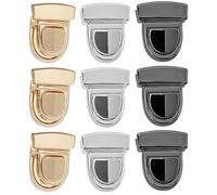 NJCXOLA 9 Stück Verschluss Schloss für Tasche Steckschloss für Taschen Metall Taschenverschluss Drehverschlüsse für Handtaschen für Leder Tasche Portemonnaie Geldbörse DIY, 3 Farben