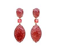 NJFSWNXOR 16 x 26 mm Stein-Ohrringe, Erdbeer-Quarz, Tropfen-Ohrstecker, Schmuck für Frauen, Geschenk