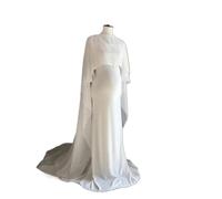 NJIEzhao Hochzeit Braut weiß Chiffon Cape Lange Hochzeit Schal Braut Schal Mantel Chiffon Schal Hochzeitsschal(Ivory)