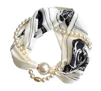 NJIEzhao Magnetverschluss Schal Damen Frühling Herbst Kleines Quadrat Krawatte Hemd Schlüsselbein Hals Dekor Quadratischer Schal mit magnetischer Schnalle(Color 34)