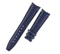NKCVEZBW 20mm 22mm Leder geflochtenes Uhrenarmband kompatibel mit gebogenem Ende Armband Faltschließe Ersatz Herren Band(Blue strap,22mm-Curved end)