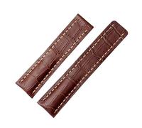 NKCVEZBW 22 mm/24 mm Uhrenarmband, kompatibel mit Breitling-Rindslederarmband, schwarz, blau, braun, silberfarbene Metallschließe, Ersatz(B Brown no buckle,24mm)