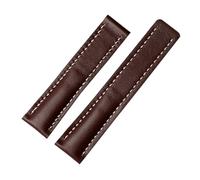 NKCVEZBW 22 mm/24 mm Uhrenarmband, kompatibel mit Breitling-Rindslederarmband, schwarz, blau, braun, silberfarbene Metallschließe, Ersatz(A Brown no buckle,22mm)