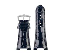 NKCVEZBW 25 x 13 mm Kerbleder-Uhrenarmband + Anschluss, kompatibel mit Patek Philippe Nautilus 5711 5726 5712g, Armband(Blue Silver B)