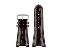 NKCVEZBW 25 x 13 mm Kerbleder-Uhrenarmband + Anschluss, kompatibel mit Patek Philippe Nautilus 5711 5726 5712g, Armband(Brown Silver B)