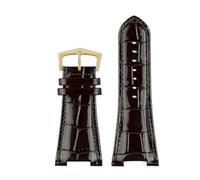 NKCVEZBW 25 x 13 mm Kerbleder-Uhrenarmband + Anschluss, kompatibel mit Patek Philippe Nautilus 5711 5726 5712g, Armband(Brown gold B)