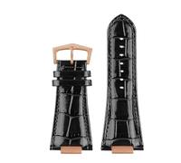 NKCVEZBW 25 x 13 mm Kerbleder-Uhrenarmband + Anschluss, kompatibel mit Patek Philippe Nautilus 5711 5726 5712g, Armband(Black RG A)