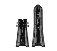 NKCVEZBW 25 x 13 mm Kerbleder-Uhrenarmband + Anschluss, kompatibel mit Patek Philippe Nautilus 5711 5726 5712g, Armband(Black no clasp)