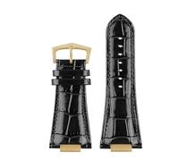 NKCVEZBW 25 x 13 mm Kerbleder-Uhrenarmband + Anschluss, kompatibel mit Patek Philippe Nautilus 5711 5726 5712g, Armband(Black gold A)