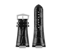 NKCVEZBW 25 x 13 mm Kerbleder-Uhrenarmband + Anschluss, kompatibel mit Patek Philippe Nautilus 5711 5726 5712g, Armband(Black Silver A)