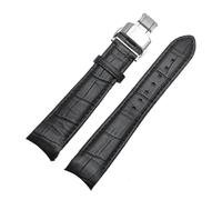 NKCVEZBW Arc Interface Uhrenarmband aus Kalbsleder, 18 mm, 19, 20, 21, 22, 23, 24, kompatibel mit Tissot Omega Armbändern(Black-Black-Silvery,24mm)