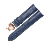 NKCVEZBW Gebogenes Lederarmband, kompatibel mit Rossini PORTUGIESER Ulysse Nardin VC Herrenarmband in Schwarz, Blau und Braun, 19 mm, 20, 21, 22(Blue rose,21mm)