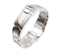 NKCVEZBW Kompatibel mit 904L-Uhrenarmbändern, kompatibel mit Rolex Submariner Daytona Yacht-Master GMT-Uhrenarmband, Glidelock-Verschluss, Edelstahlarmband, 20 mm(Bright Silver,21mm)