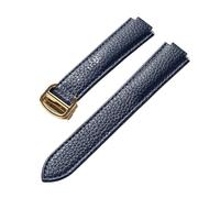 NKCVEZBW Kompatibel mit Cartier-Armband „Blue Balloon Strap“ aus weichem, genarbtem Rindsleder (Litchee Grain), faltbar, for Damen und Herren(Dark blue rose,18x11mm)