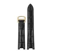 NKCVEZBW Kompatibel mit Cartier PASHA Faltschließe Uhrenarmband Rindsleder Herren Damen Armband 21x15m 20x12mm 18x10mm Armband Zubehör(Black gold,20mm-12mm)