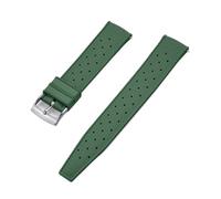 NKCVEZBW Kompatibel mit tropischen FKM-Kautschukarmbändern 18 19 20 21 22 23 24 mm, Schnellverschluss, perfekt flaches Ende, universelles Uhrenarmband(FKM-ArmyGreen Silver,23mm)