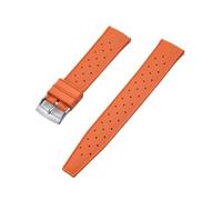 NKCVEZBW Kompatibel mit tropischen FKM-Kautschukarmbändern 18 19 20 21 22 23 24 mm, Schnellverschluss, perfekt flaches Ende, universelles Uhrenarmband(FKM-Orange Silver,19mm)