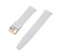 NKCVEZBW Kompatibel mit tropischen FKM-Kautschukarmbändern 18 19 20 21 22 23 24 mm, Schnellverschluss, perfekt flaches Ende, universelles Uhrenarmband(FKM-White Gold,24mm)