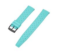 NKCVEZBW Kompatibel mit tropischen FKM-Kautschukarmbändern 18 19 20 21 22 23 24 mm, Schnellverschluss, perfekt flaches Ende, universelles Uhrenarmband(FKM-Cyan Black,18mm)