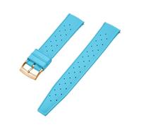 NKCVEZBW Kompatibel mit tropischen FKM-Kautschukarmbändern 18 19 20 21 22 23 24 mm, Schnellverschluss, perfekt flaches Ende, universelles Uhrenarmband(FKM-SkyBlue Gold,20mm)