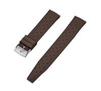 NKCVEZBW Kompatibel mit tropischen FKM-Kautschukarmbändern 18 19 20 21 22 23 24 mm, Schnellverschluss, perfekt flaches Ende, universelles Uhrenarmband(FKM-Brown Silver,23mm)