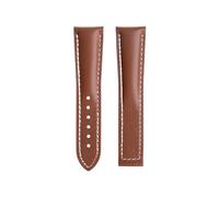 NKCVEZBW Leder 19mm 20mm 21mm Armband kompatibel mit Omega Seamaster 300 AT150 Speedmaster DE VILLE Faltschließe(Brown white line,20-18MM_WITHOUT BUCKLE)