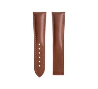 NKCVEZBW Leder 19mm 20mm 21mm Armband kompatibel mit Omega Seamaster 300 AT150 Speedmaster DE VILLE Faltschließe(Brown brown line,22-18MM_GOLD ROUND BUCKLE)