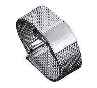 NKCVEZBW Milanaise-Armbänder, kompatibel mit IWC 18 mm, 20, 22 Uhrenarmbändern, 1,0 und,6 breiten Haifisch-Mesh-Armbändern aus Edelstahl(1.0mm-Silver,20mm)