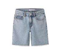 Shorts NAME IT "NKFBELLA HW WIDE DNM SHORTS 1488-BE NOOS", Baby, Gr. 128, N-Gr, blau (light blau bleached denim (blank)), Web, Obermaterial: 100% Baumwolle, unifarben, relaxed fit knielang, Hosen (381