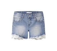 Jeansshorts NAME IT "NKFSALLI DNMTAHA 2629 SH", Mädchen, Gr. 98, N-Gr, blau (medium, blau), Denim/Jeans, Obermaterial: 70% Baumwolle, 28% Polyester, 2% Elasthan, unifarben, slim fit, Jeans Jeansshorts