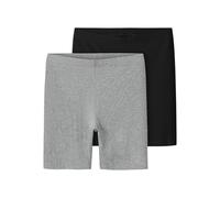 Radlerhose NAME IT "NKFVIVIAN 2P SOLID SHORT LEGGING NOOS", Mädchen, Gr. 146 (152), N-Gr, schwarz (schwarz pack:grau melange), Jersey, Obermaterial: 95% Baumwolle, 5% Elasthan, meliert, normal kurz, H