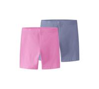 Radlerhose NAME IT "NKFVIVIAN 2P SOLID SHORT LEGGING NOOS", Mädchen, Gr. 98/104, N-Gr, strawberry moon pack:lila impression, Jersey, Obermaterial: 95% Baumwolle, 5% Elasthan, unifarben, normal kurz, H