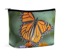 NKJJSTES Kosmetiktasche mit großem Fassungsvermögen, wasserdicht, weiße Blüten, blaue Schmetterlinge, Kosmetik-Accessoires, Organizer für Damen/Mädchen, Monarch-Schmetterlinge, Einheitsgröße