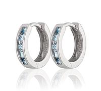 NKlaus 925 Sterling Silber Klappcreolen Zirkon hellblau rhodiniert, 12mm | NKlaus 925 Sterling Silber Klappcreolen Zirkon hellblau rhodiniert, anlaufgeschützt, 12mm