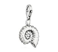 NKlaus Charm-Anhänger Fossil Ammonit 925 Silber antik 12x13mm Silberanhänger 15142