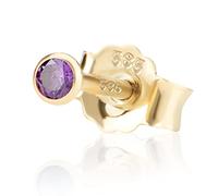 NKlaus Einzel 2,0mm 585 Gelb Gold 14 Karat Ohrstecker Kristall Zirkonia Amethyst Butterfly Verschluss Damen Mädchen 10988