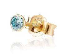 NKlaus Einzel 3,0mm 333 Gelb Gold 8 Karat Ohrstecker Kristall Zirkonia Aquamarin Butterfly Verschluss Damen Mädchen 3350