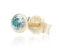 NKlaus Einzel 4,0mm 585 Gelb Gold 14 Karat Ohrstecker Kristall Zirkonia Aquamarin Butterfly Verschluss Damen Mädchen 11029