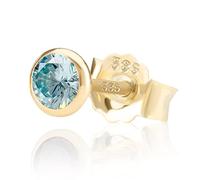 NKlaus Einzel 5,0mm 585 Gelb Gold 14 Karat Ohrstecker Kristall Zirkonia Aquamarin Butterfly Verschluss Damen Mädchen 11039