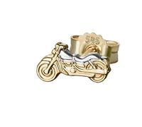 NKlaus Einzel kleine Motorrad 585er Gold 14 Karat Ohrstecker Bicolor 8 * 4mm Ohrring 4836